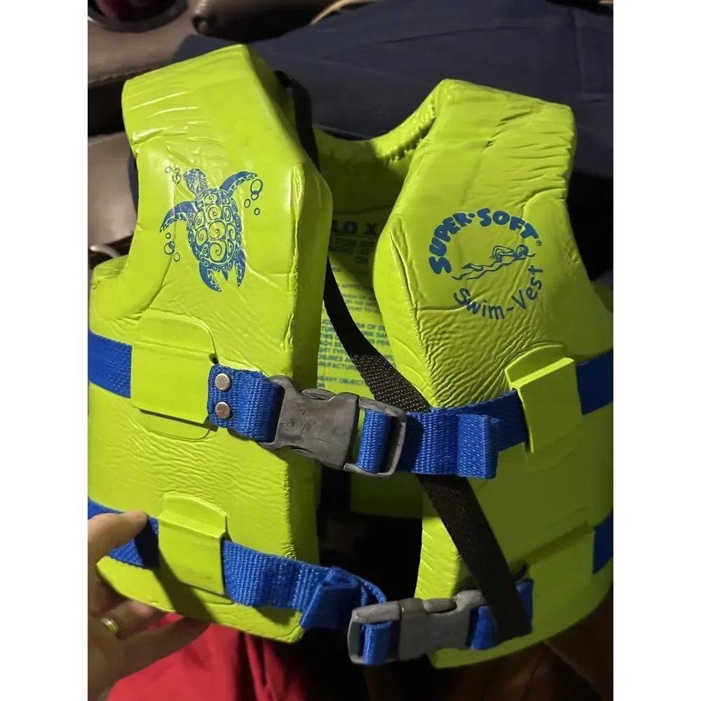 TRC Recreation Super Soft Child Life Jacket Swim Vest SZ XS Green Turtle 30-50lb